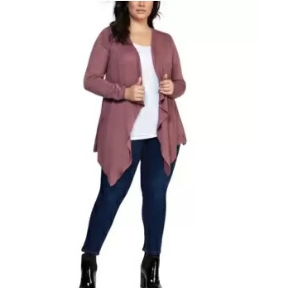 NEW! DEX Rose Plus Size Waterfall Cardigan X
